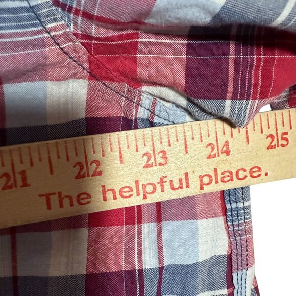 Disney Parks Plaid Pearl Snap Button Down Mickey Mouse Shirt Men's Size XL Red - Picture 7 of 9